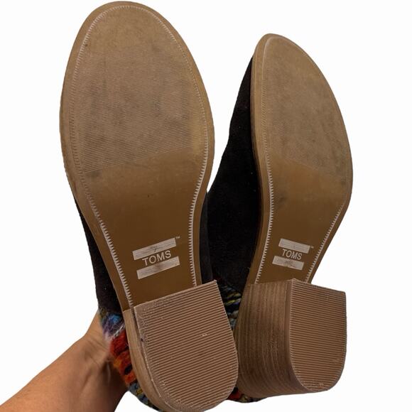 TOMS LEILA SUEDE & FABRIC BOOTS BOHO WESTERN ANKLE BOOTIES SIZE 12 WIDE *READ* - Picture 5 of 6